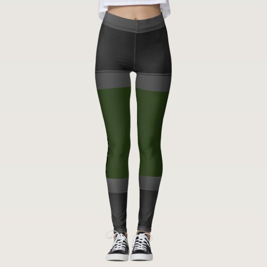 Grijs personaliseer Leggings donkergroene aangepas (Voorkant)