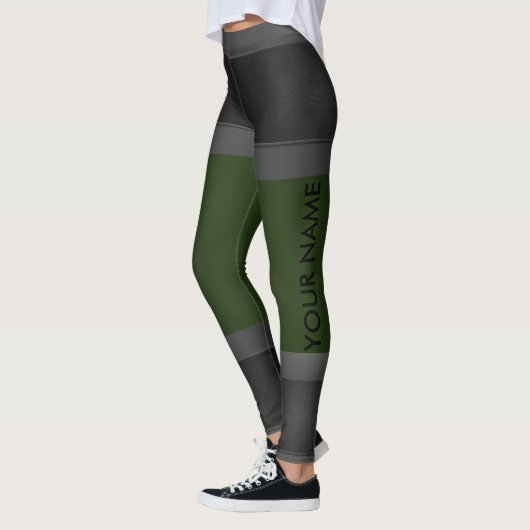 Grijs personaliseer Leggings donkergroene aangepas (Links)