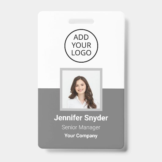 Grijs, Personeelsfoto-ID met QR-code, Bedrijf Badge (Voorzijde)