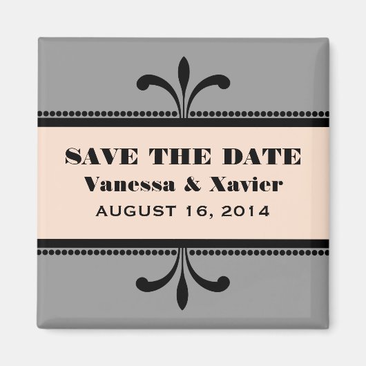 Grijs/Perzik Fancy Kunstdeco sparen de Magnet van  (Voorkant)