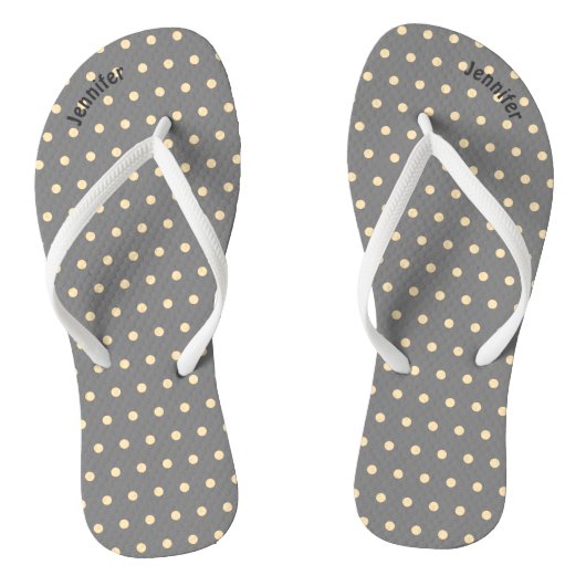 Grijs & perzik polkadot - teenslippers (Voetbed)