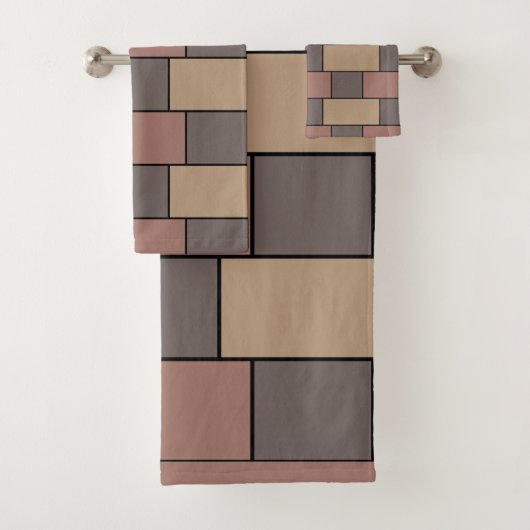 Grijs Perzik Roze Bakstenen Muur Bad Handdoek (Insitu)