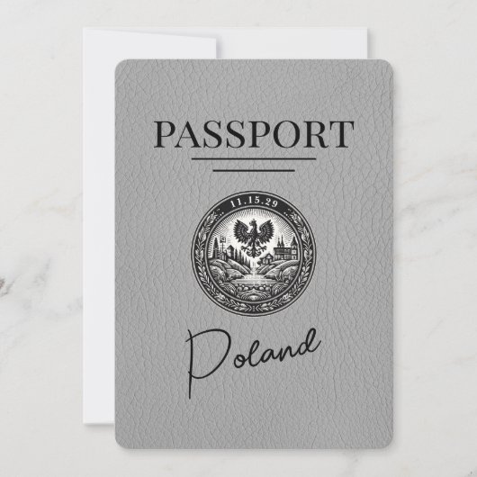 Grijs Polen paspoort Bewaar de datum Save The Date (Voorkant)