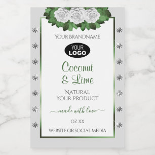 Grijs product Etiketten Groene witte rozen Joodse 