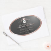 Grijs productlabel Roze Gouden Frame Logo Monogram Ovale Sticker (Envelop)