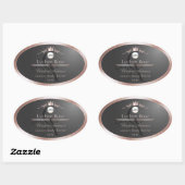Grijs productlabel Roze Gouden Frame Logo Monogram Ovale Sticker (Vel)