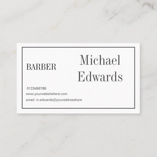 Grijs Professioneel Barber staal Modern Visitekaartje (Achterkant)