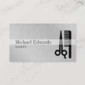 Grijs Professioneel Barber staal Modern Visitekaartje (Voorkant)