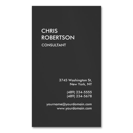 Grijs Professioneel Bedrijf Werk Minimalist Magnetisch Visitekaartje (Voorkant Verticaal)