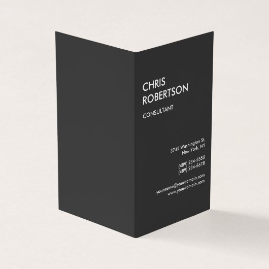 Grijs Professioneel Bedrijf Werk Minimalist Visitekaartje (Buitenkant)