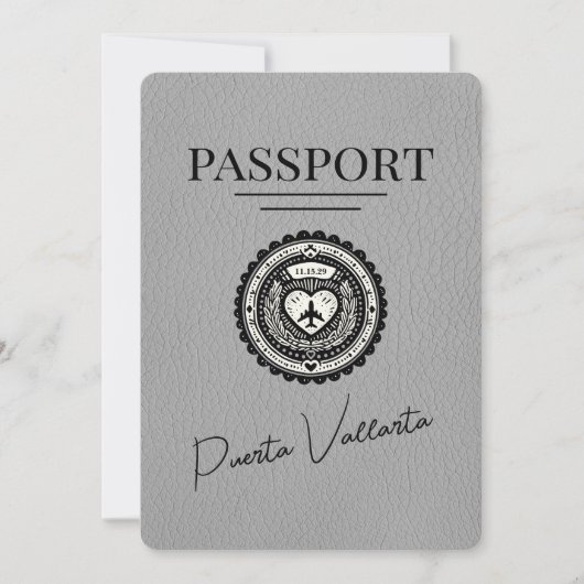 Grijs Puerta Vallarta paspoort Bewaar de datum Save The Date (Voorkant)