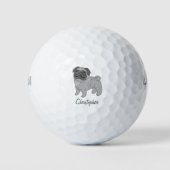 Grijs Pug-hondontwerp Golfballen (Voorkant)