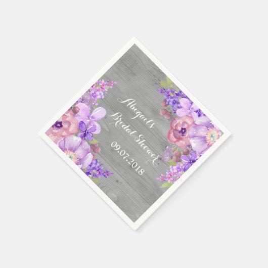 Grijs Purle Lila Bloemen Vrijgezellenfeesten serve Servet (Hoek)