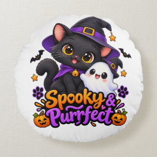 Grijs & Purrfect Halloween Zwarte Kat Worp Kussen