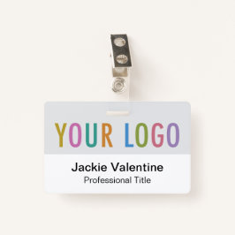 Grijs PVC Naam Badge met Logo Clip Lanyard of Reel