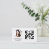 Grijs QR-code foto Visitekaartje (Staand voorkant)