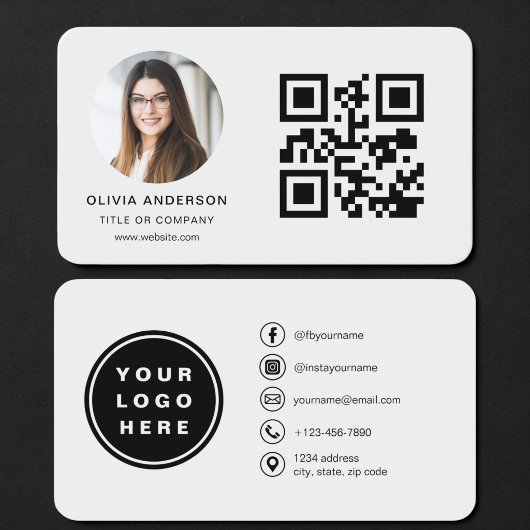 Grijs QR-code foto Visitekaartje