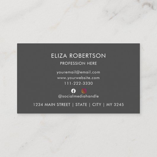 Grijs QR Code Professionele Logo Visitekaartje (Achterkant)