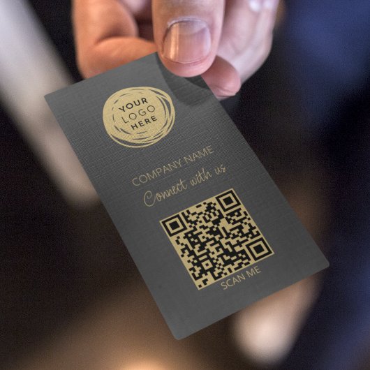 Grijs QR-code Zakelijk Logo Modern Visitekaartje
