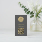 Grijs QR-code Zakelijk Logo Modern Visitekaartje (Staand voorkant)