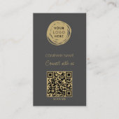 Grijs QR-code Zakelijk Logo Modern Visitekaartje (Voorkant)