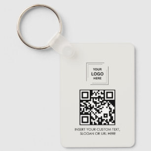 Grijs QR Logo Contact Delen Professioneel Design Sleutelhanger