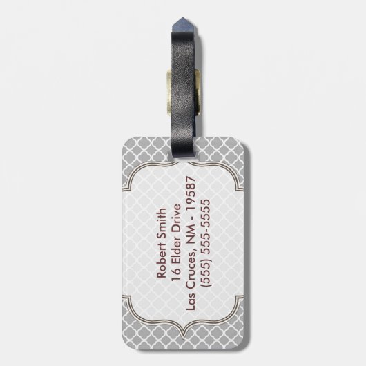 Grijs Quarterfoil Latti Monogram Bagagelabel (Achterkant verticaal)