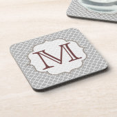 Grijs Quarterfoil Latti Monogram Drink Onderzetter (Linkerzijde)