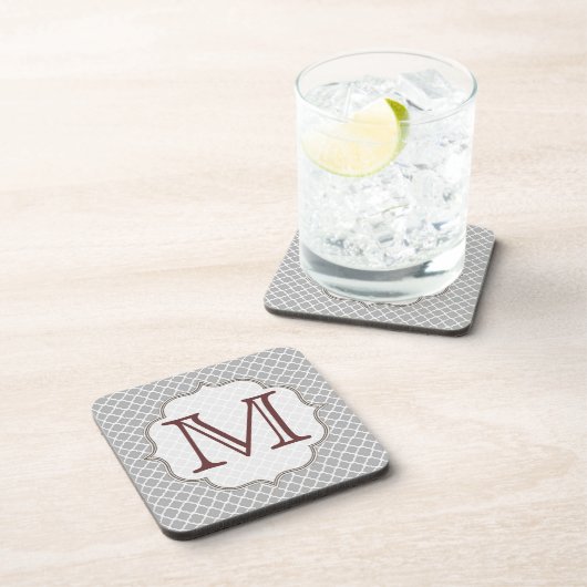 Grijs Quarterfoil Latti Monogram Drink Onderzetter (Rechterzijde)