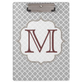 Grijs Quarterfoil Latti Monogram Initiaal Clip Boa Klembord (Voorkant)