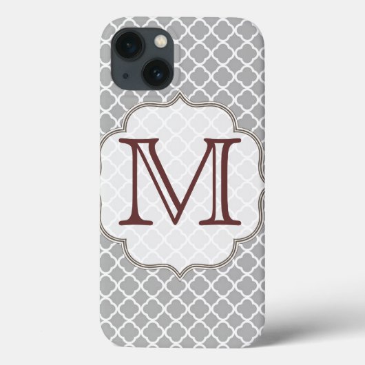 Grijs Quarterfoil Latti Monogram Initiaal IPAD Cas Case-Mate iPhone Case (Achterkant)