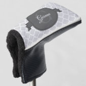 Grijs Quatrefoil Aangepast Golf Head Hoesje Golfheadcover (3/4 voorkant)
