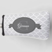 Grijs Quatrefoil Aangepast Golf Head Hoesje Golfheadcover (Voorkant)