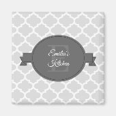 Grijs Quatrefoil Aangepast Magnet (Voorkant)