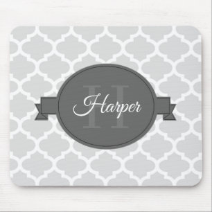 Grijs Quatrefoil Aangepaste Muismat
