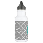 Grijs Quatrefoil met aangepast Mint Monogram Waterfles (Links)