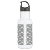 Grijs Quatrefoil met aangepast Mint Monogram Waterfles (Achterkant)
