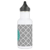 Grijs Quatrefoil met aangepast Mint Monogram Waterfles (Rechts)