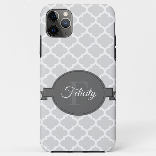 Grijs Quatrefoil op maat Case-Mate iPhone Case (Achterkant)