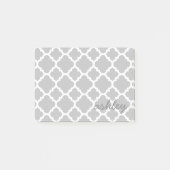 Grijs Quatrefoil Patroon met handgeschreven letter Post-it® Notes (Voorkant)