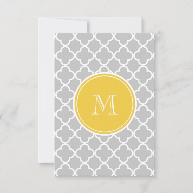 Grijs QuatrefolPatroon, Geel Monogram (Voorkant)