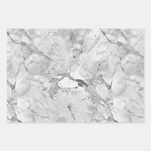 Grijs "Regal Stone Vein" Marmeren textuur Wrapping Inpakpapier Vel (Voorkant)
