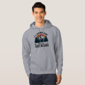 Grijs Retro Mountain Hiking Camping Natuur Hoodie (Voorkant volledig)