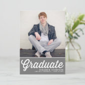 Grijs Retro Vet Typografie Foto Afstuderen Kaart (Staand voorkant)