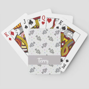 Grijs robots patroon pokerkaarten