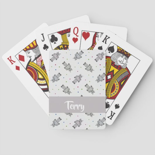 Grijs robots patroon pokerkaarten (Achterkant)