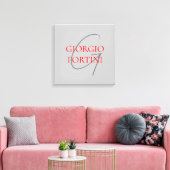 Grijs Rode Uw Naam Initiaal Modern Canvas Afdruk (Insitu (Woonkamer))