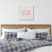 Grijs Rode Uw Naam Initiaal Modern Canvas Afdruk (Insitu (Slaapkamer))