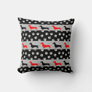 Grijs Rode Zwarte en Witte Dachshund Accent Kussen