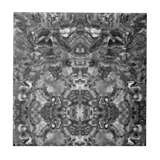 grijs rokerkwarts, zwart wit grijs patroon tegeltje (Voorkant)